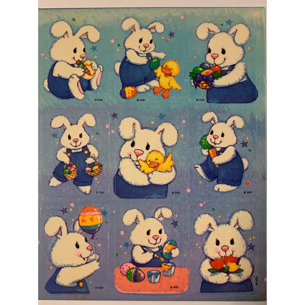 GGI Easter Stickers Bunny Duckling Easter Egg Single Sticker Sheet 1980's Holida
